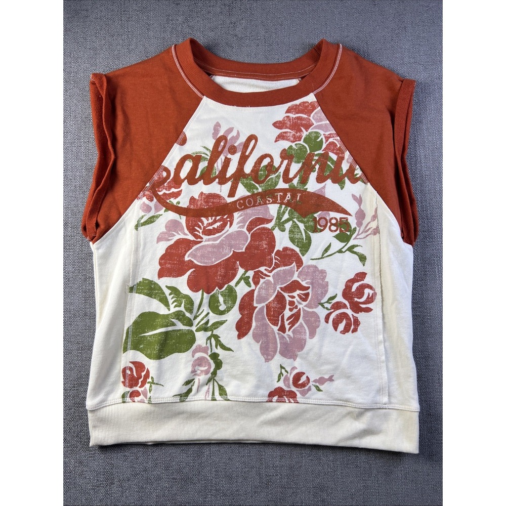 Pilcro Anthropologie California Coastal 1985 Floral Raglan Sweatshirt Women's SM